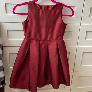Girls burgundy taffeta party dress